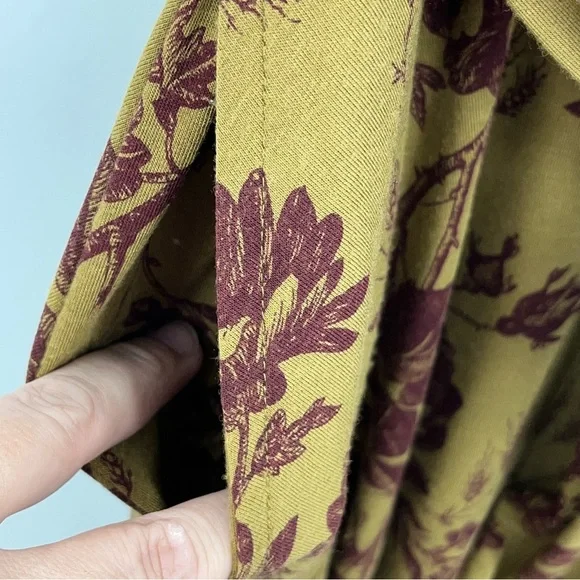 Effie's Heart M Cowl Neck Dress green 0687 brown elbow sleeve medium women - Picture 10 of 11